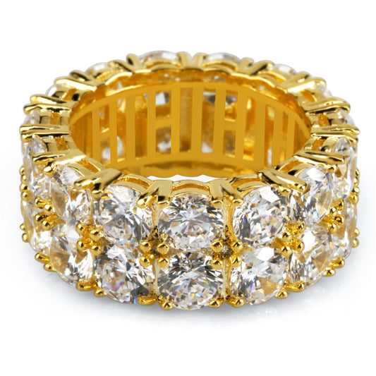 Dubbele Rij Iced Out Diamanten Ring - ICED OUT