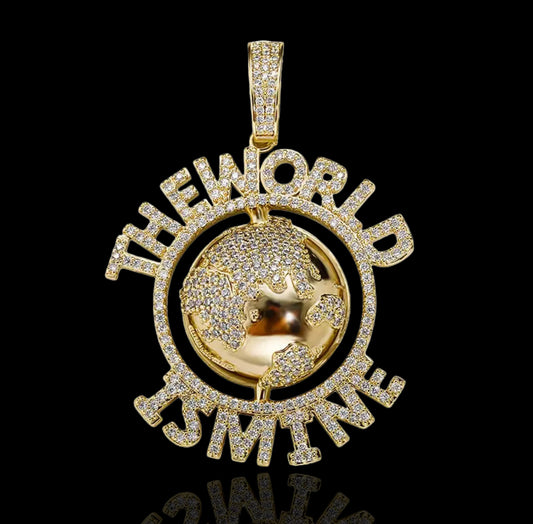 Pendentif World is Mine Plaqué Or