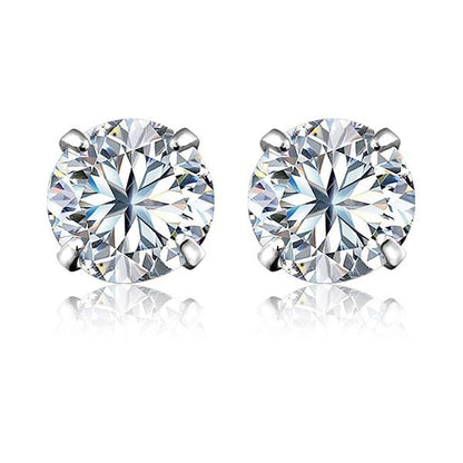 Clous d'oreilles en argent avec diamants simulés