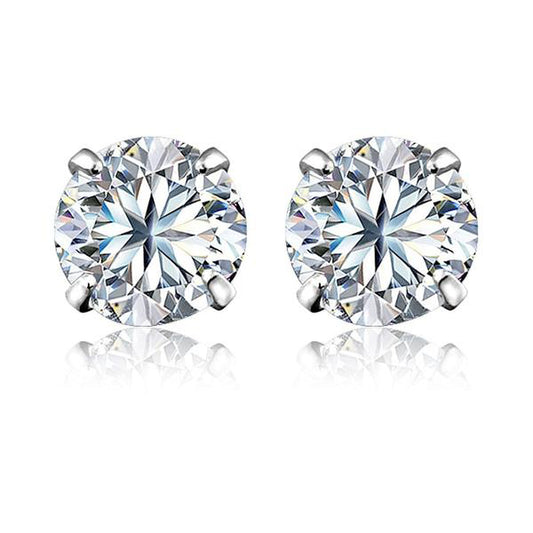 Silver Simulated Diamond Ear Studs