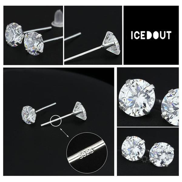 Clous d'oreilles en argent avec diamants simulés